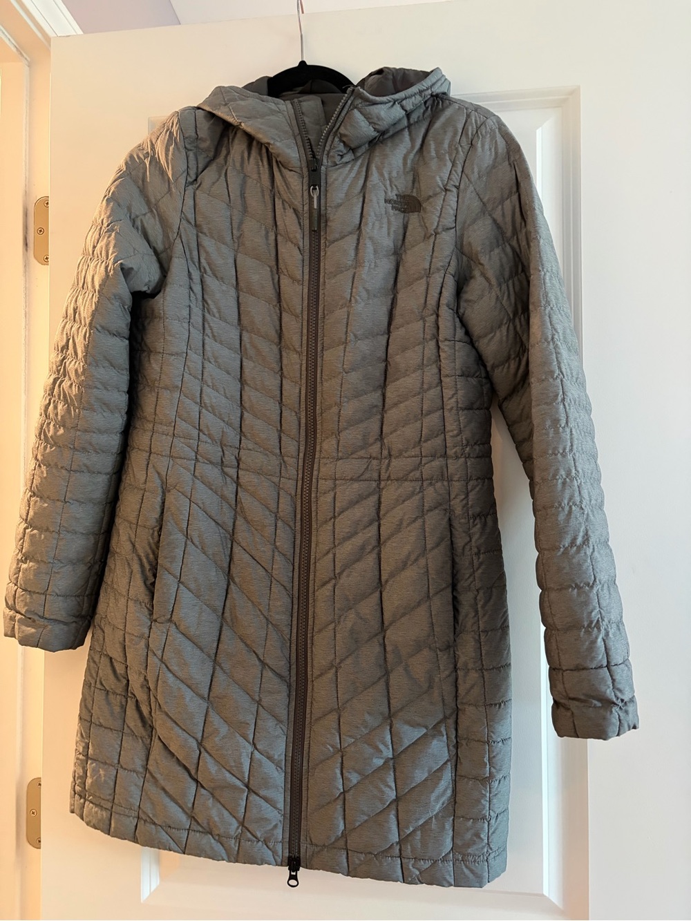 The North Face Women's Gray Quilted Hooded Puffer Coat